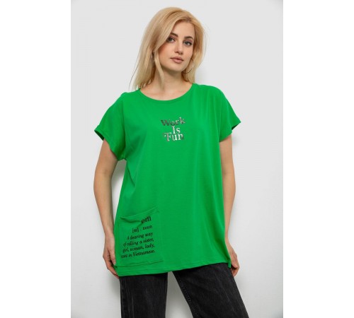 Футболка женская с принтом, цвет зеленый, 244R3017
