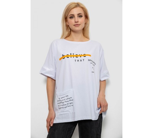 Футболка женская с принтом, цвет белый, 244R4020