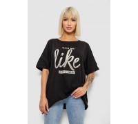 Футболка жіноча з принтом, колір чорний, 244R4023