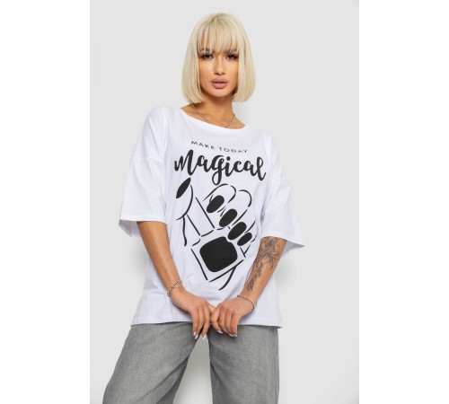 Футболка жіноча з принтом, колір білий, 244R6005