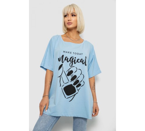Футболка женская с принтом, цвет голубой, 244R6005-1