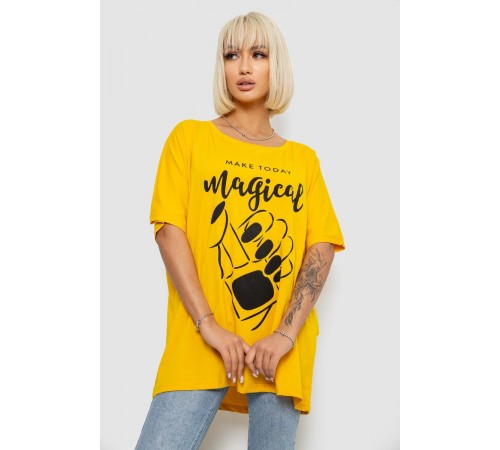 Футболка жіноча з принтом, колір жовтий, 244R6005-1