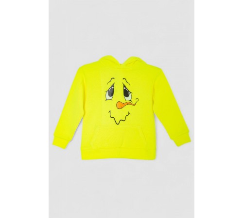 Худі дитячий на флісі з принтом Сніговик, колір жовтий, 102R1517