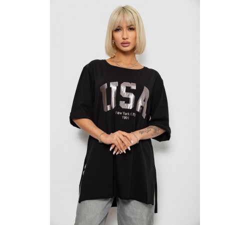 Футболка жіноча з принтом, колір чорний, 244R2022-5