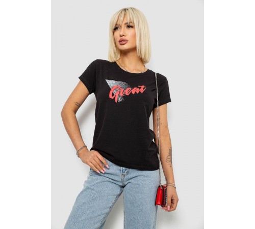 Футболка жіноча з принтом, колір чорний, 244R2234