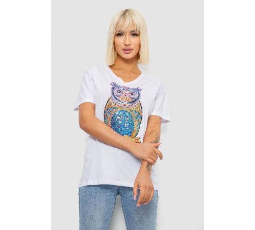 Футболка жіноча з принтом, колір білий, 244R2804