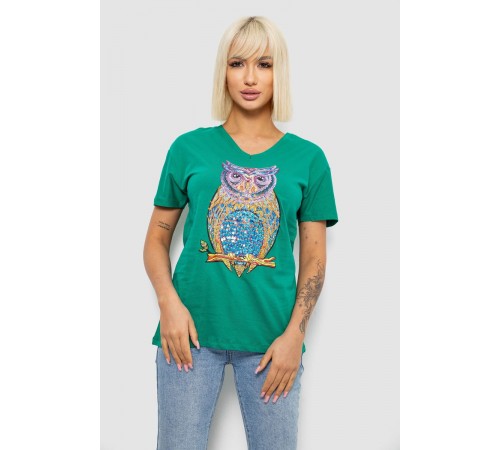 Футболка жіноча з принтом, колір зелений, 244R2804