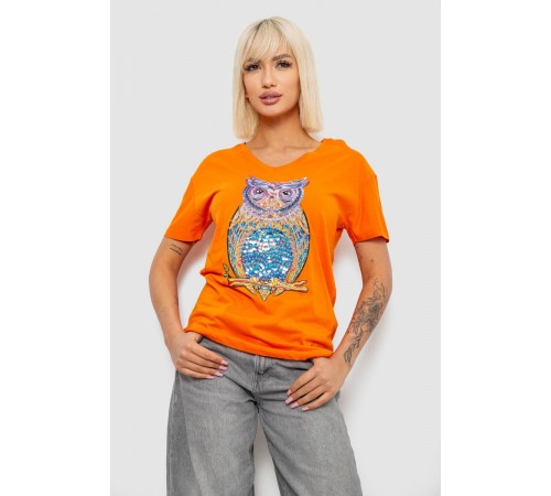 Футболка женская с принтом, цвет оранжевый, 244R2804