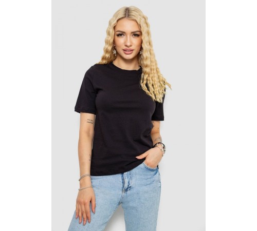 Футболка женская однотонная, цвет черный, 241R1800