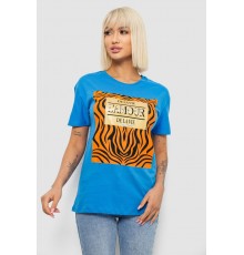 Футболка женская с принтом, цвет голубой, 244R2805 Футболка женская с принтом, цвет голубой, 244R2805