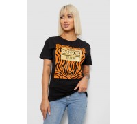 Футболка женская с принтом, цвет черный, 244R2805