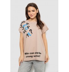 Футболка жіноча з принтом, колір бежевий, 244R3001