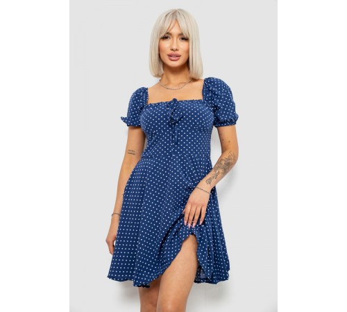 Платье женское в горошек софт, цвет синий, 257R811-1