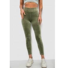 Лосини жіночі велюрові однотонні, колір оливковий, 214R263