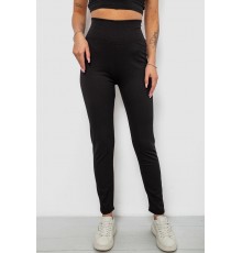 Лосины женские однотонные в рубчик на флисе 0, цвет черный, 214R0009-1