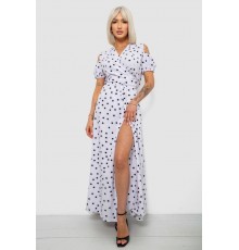 Сукня жіноча на запах у горошок софт, колір білий, 257R358