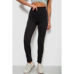 Лосины женские однотонные в рубчик на флисе, цвет черный, 214R325