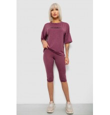 Костюм домашній жіночий з принтом, колір сливовий, 257R738-1