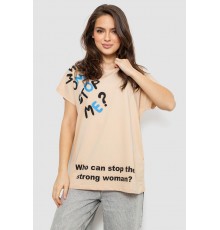 Футболка женская с принтом, цвет светло-бежевый, 244R3001
