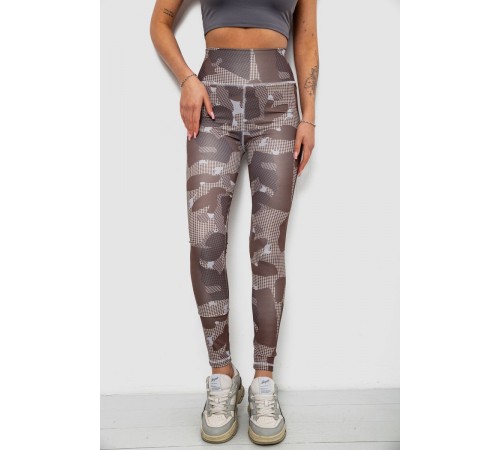 Лосины женские с принтом, цвет коричневый, 214R090
