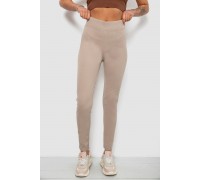 Лосины женские однотонные в рубчик на флисе, цвет бежевый, 214R325