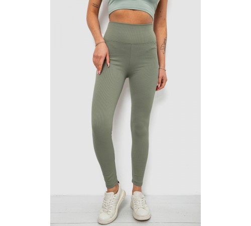 Лосины женские однотонные в рубчик, цвет оливковый, 214R0009