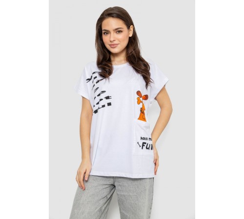 Футболка жіноча з принтом, колір білий, 244R3002