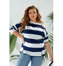 Світшот жіночий в смужку, колір біло-синій, 257R332-2