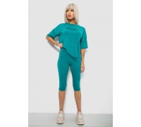 Костюм домашний женский с принтом, цвет бирюзовый, 257R738