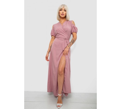 Платье женское на запах в горошек софт, цвет пудровый, 257R358-3
