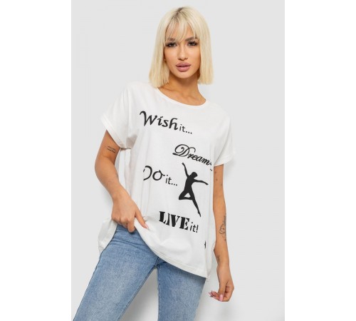 Футболка женская с принтом, цвет молочный, 244R3004