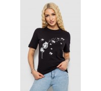 Футболка женская с принтом, цвет черный, 241R1828