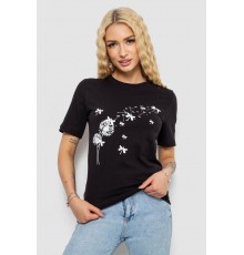 Футболка женская с принтом, цвет черный, 241R1828