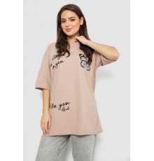 Футболка жіноча з принтом, колір бежевий, 244R3006