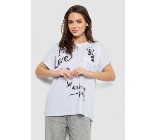 Футболка жіноча з принтом, колір білий, 244R3011