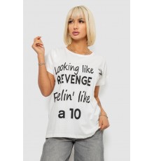 Футболка женская с принтом, цвет молочный, 244R3013-5