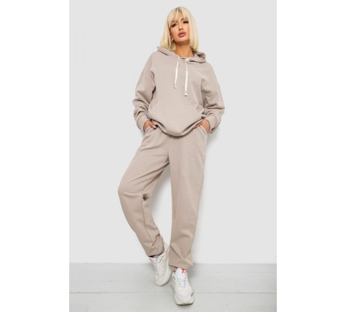 Спортивний костюм жіночий однотонний, колір бежевий, 244R1070AG