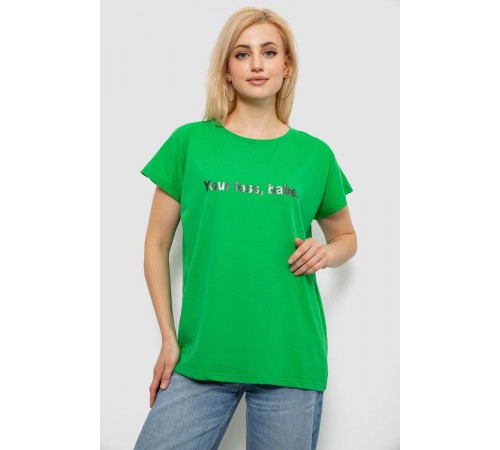 Футболка женская с принтом, цвет зеленый, 244R3016