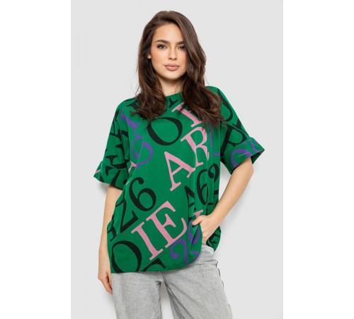 Футболка жіноча з принтом, колір зелений, 244R4002-1