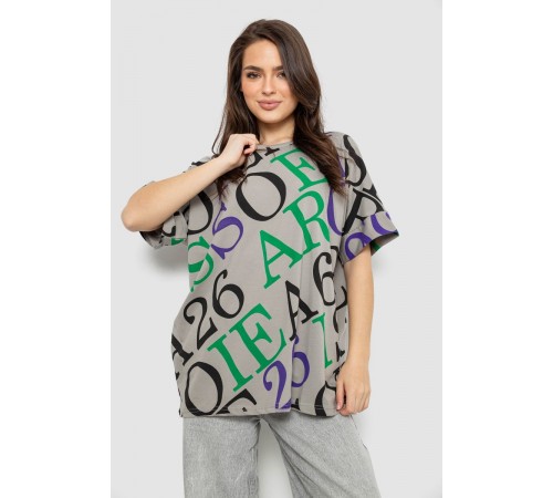 Футболка женская с принтом, цвет серый, 244R4002-1