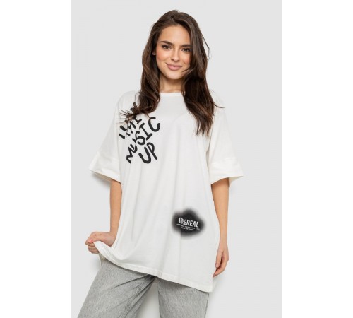 Футболка женская с принтом, цвет молочный, 244R4002-2