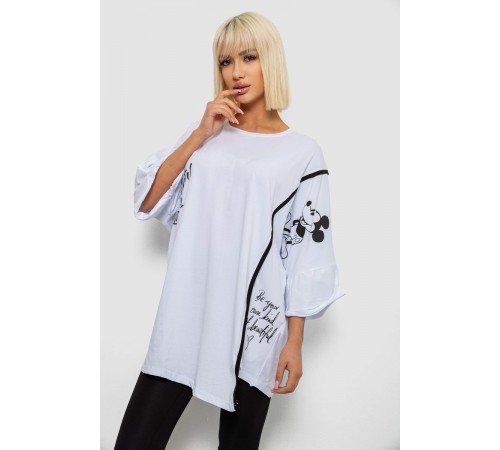 Футболка женская с принтом, цвет белый, 244R4007