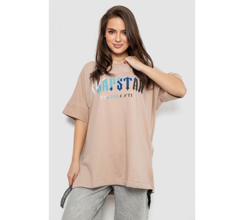 Футболка женская с принтом, цвет бежевый, 244R4012