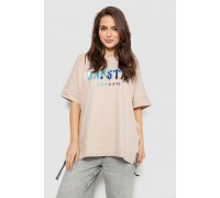 Футболка женская с принтом, цвет светло-бежевый, 244R4012