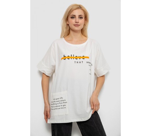 Футболка женская с принтом, цвет молочный, 244R4020