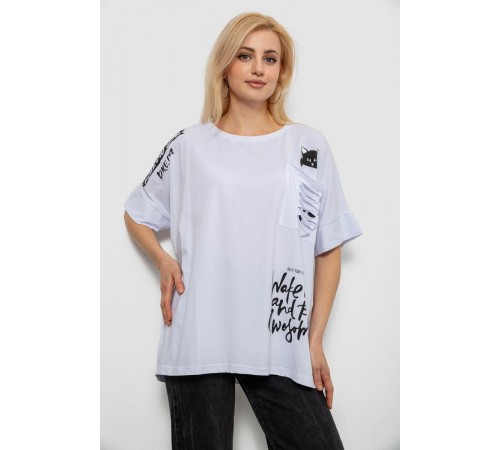 Футболка женская с принтом, цвет белый, 244R4021
