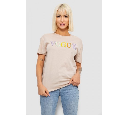 Футболка женская с принтом, цвет бежевый, 244R4022
