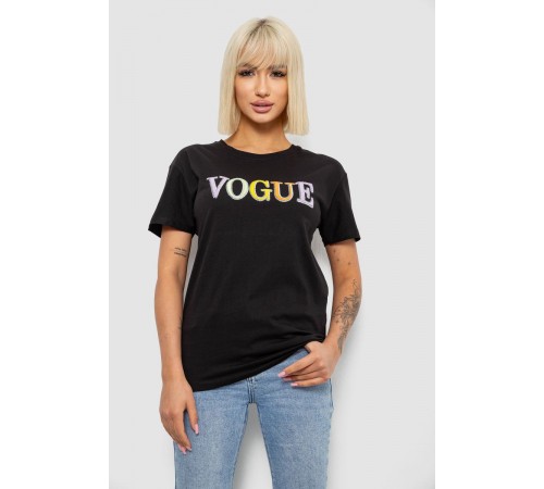 Футболка жіноча з принтом, колір чорний, 244R4022