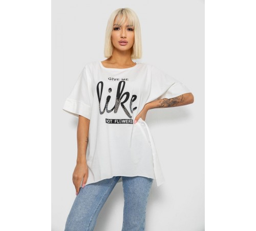 Футболка женская с принтом, цвет молочный, 244R4023