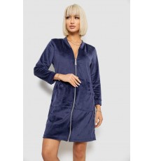 Халат жіночий велюровий на блискавці, колір синій, 257R1023